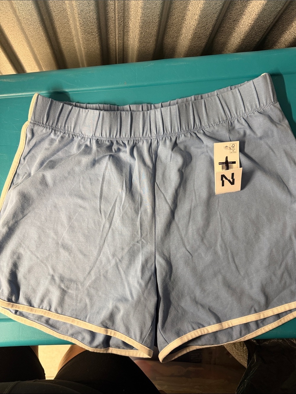 Noisy May Light Blue Athletic Shorts with White Trim